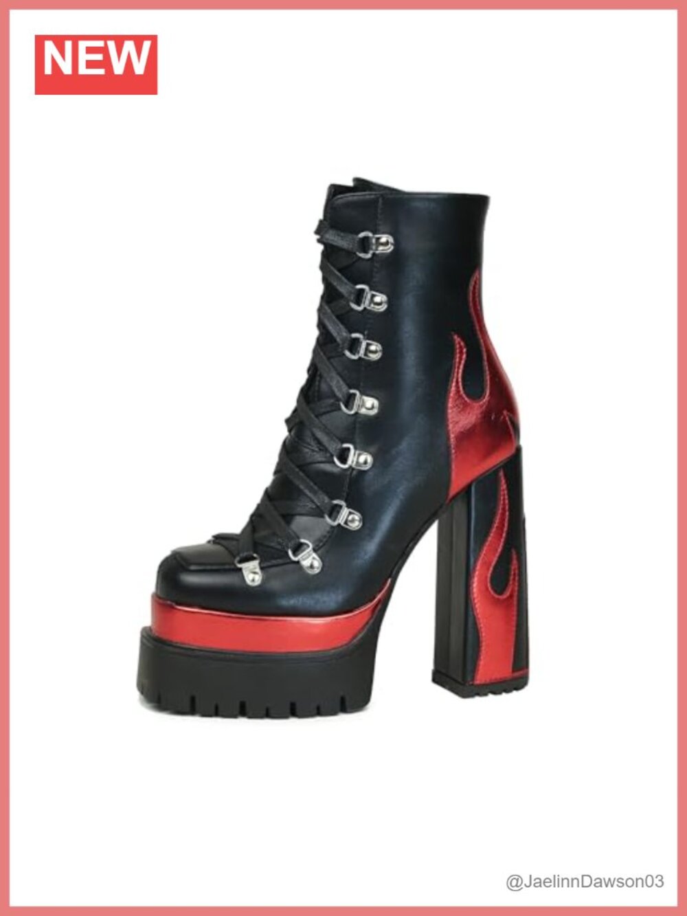 Women's Ankle High Heeled Lace Up Boots Faux Leather Side Zipper Round Toe